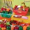 Kids' Pretend Play Kitchen & Shopping Cart Set with Cuttable Fruit and Veggies