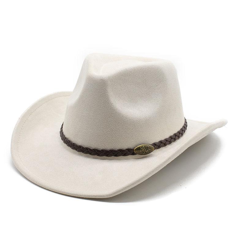 Western Cowboy Hat Suede Brown Jazz Top Hat Men And Women Ethnic Style Big Eaves Hat