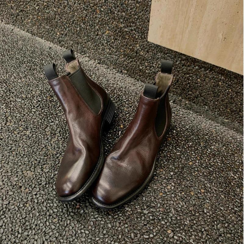 Single-boot Women's Retro Short Boots and Anti-slip Women's Shoes