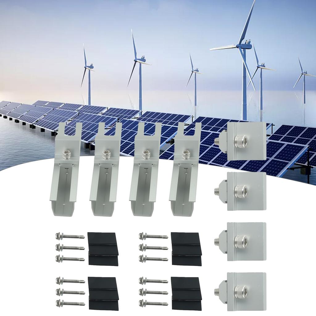 Solar Panel Module Clamp PV Aluminum Alloy Solar Middle Clamp Bracket Rail Fastening Rail Trapezoidal Roof Mount Kit
