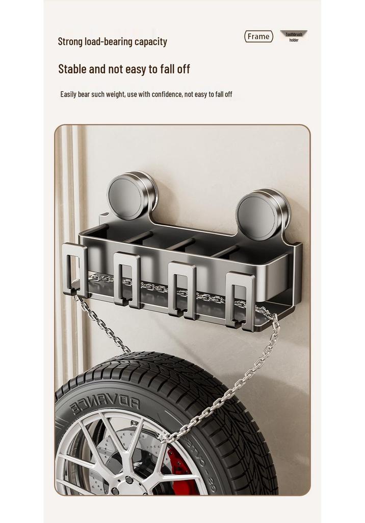 Wall-Mounted Suction Cup Toothbrush & Mouthwash Holder