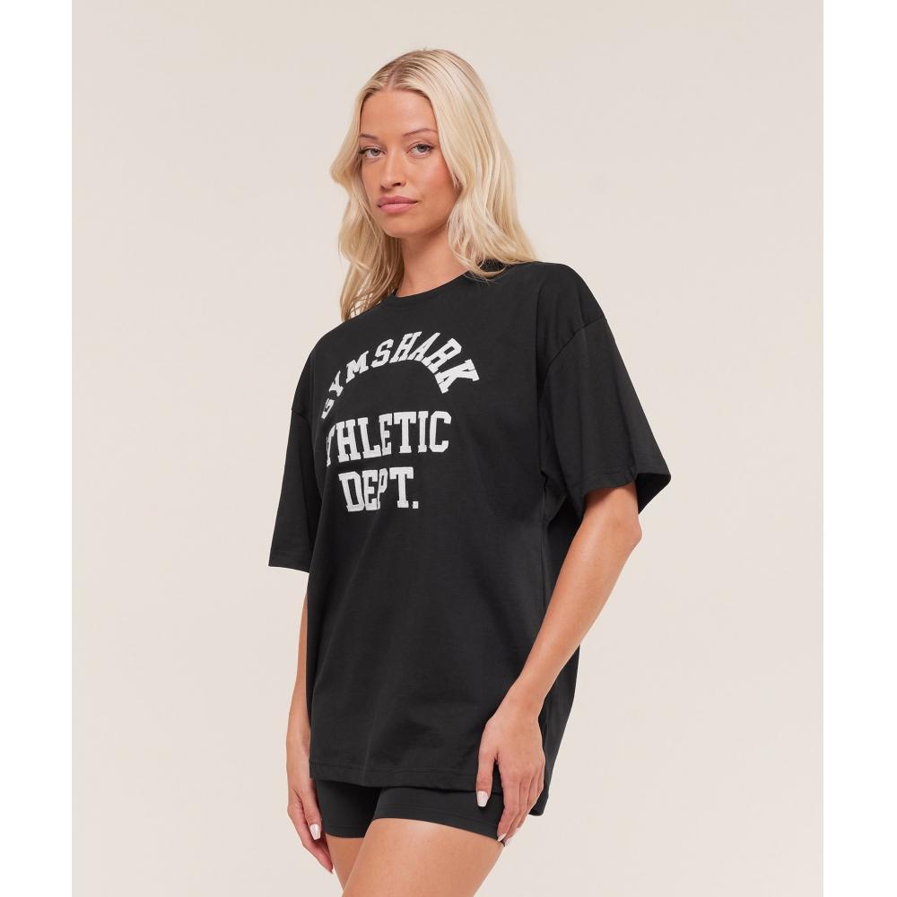 Gymshark AThleTic DeparTmenT Oversized Graphic T shirT Black B4c7g Bb2j