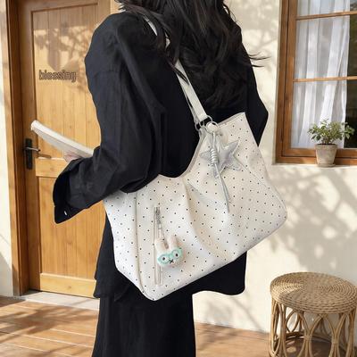 Polka Dot Large Capacity Tote - 2026 Casual Single Shoulder Bag for Women, Perfect for Students and Commuting.