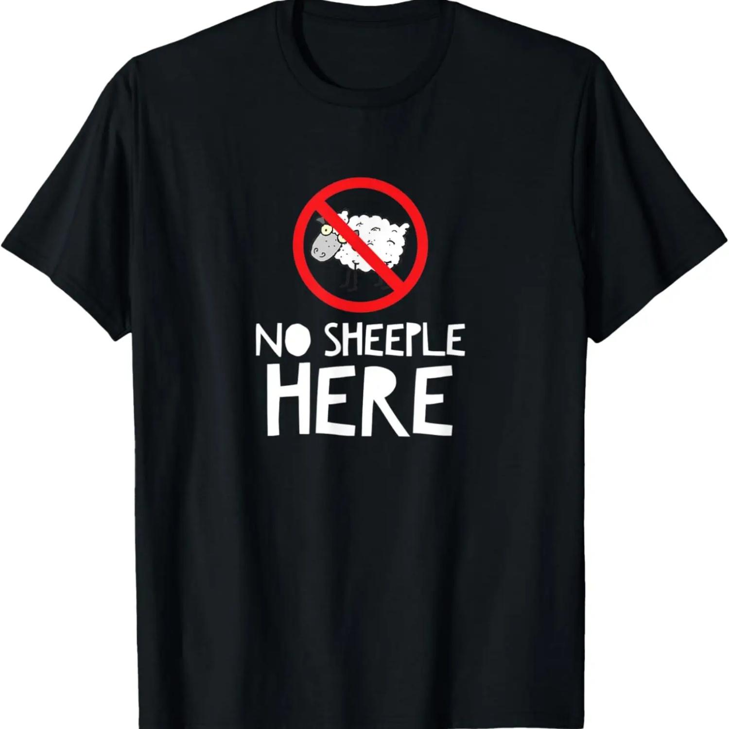

No Sheeple Here T-shirt with funny cartoon sheep XXXXXL чорний