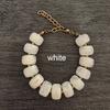 Round Resin Bracelet Women Statement Big Barrel Beads Stainless Steel Waterproof Thick Geometric Gold PVD Beige Coffee
