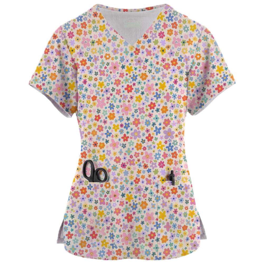 Φορέματα Σπα με Κινούμενα Σχέδια Μπλούζες Ομορφιάς και Υγείας Επαγγελματική Στολή Κομμωτηρίου Γυναικεία Μπλουζάκια