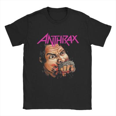 Anthrax Band T-Shirt für Herren Verrückte Baumwoll-Tees Rundhals Kurzarm T-Shirt Bedruckte Kleidung