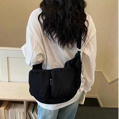 Gewaschene Canvas-Umhängetasche mit mehreren Taschen für Damen