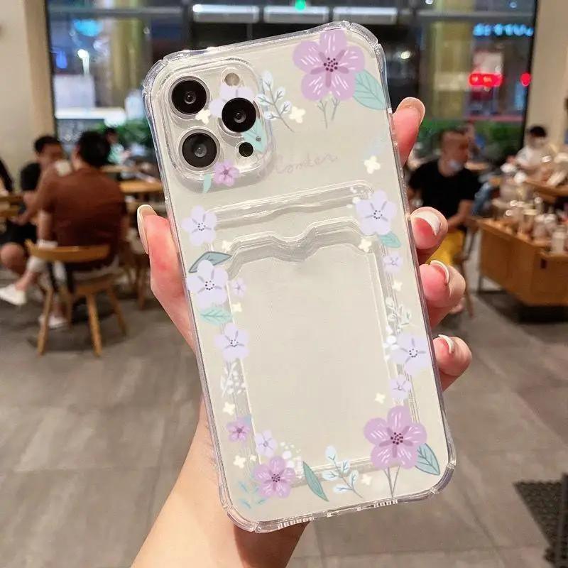 Smile Daisy Flower Case For Iphone 16 Pro Max 11 12 13 14 15 Pro Max 16 Plus X XS XR XS Wallet Card Holder Slot Bag Clear Cover