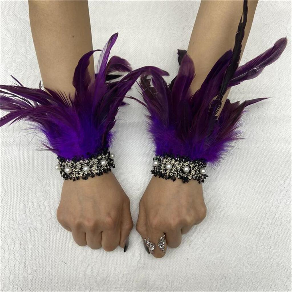 Goth Detachable Feather Wristband Comfortable Feather Wrist Cuffs Harajuku Woman Halloween Costume Shirt Bracelet