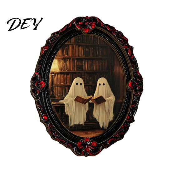 Halloween Collectible Magnets Dark Style Refrigerator Magnet, Retro Gothic Oval Photo Party Supplies Frame Decorative Magnetic Sticker for Metal