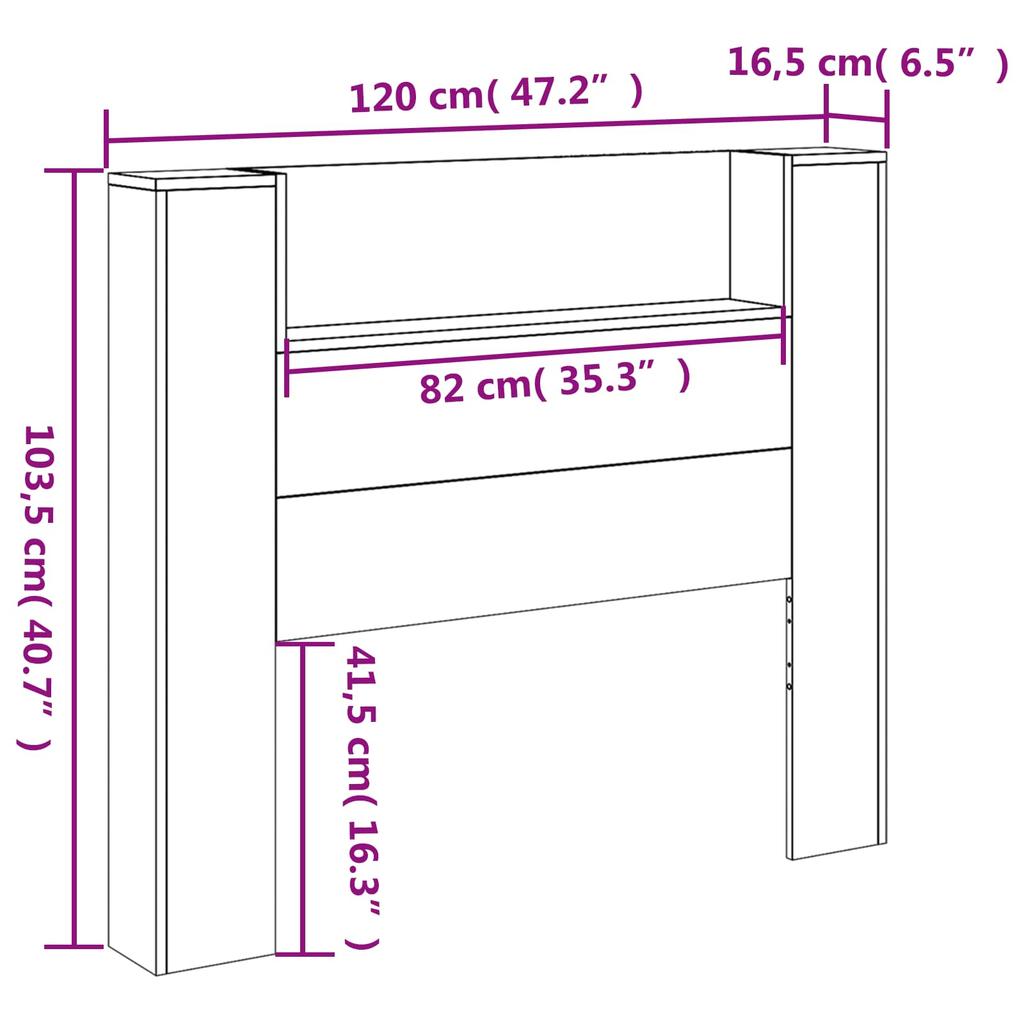 LED Headboard with Storage Space White Wood Based Material