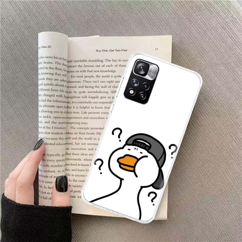 

Cute Cartoon Duck Phone Case For Redmi Note 13 12 Pro Plus 14 15 Pro 5G 11 11T 11E 11S 10 Pro 10S 9 9S Cover Cell Clear TPU Capa Note 13 Pro Plus