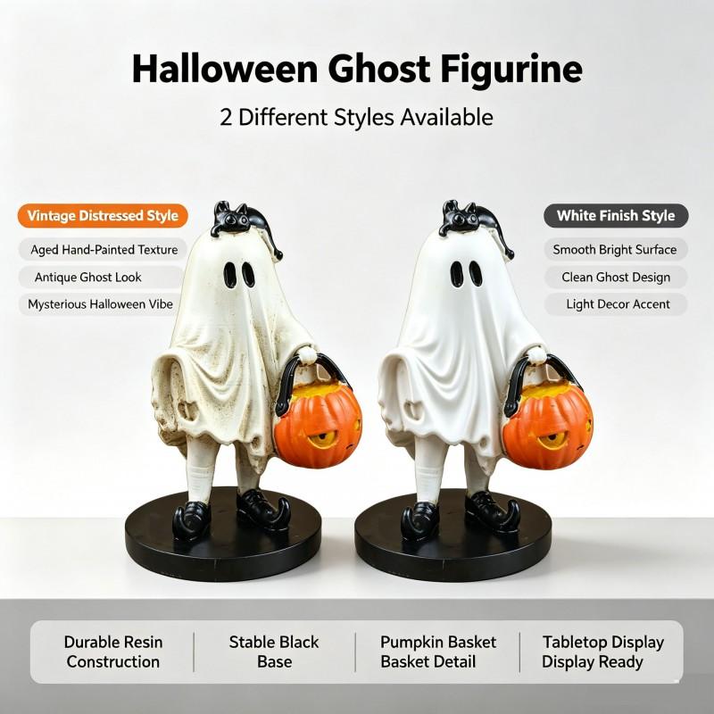 Halloween Resin Decor Set Ghost Pumpkin Figurines Home Tabletop Decoration Modern Minimalist Style