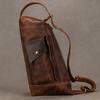 Featured Men's Genuine Leather Backpack Crazy Horse Leather Daypack Travel Bag Male Laptop Bagpack Unique Bagpack Man Chest Bag