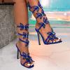 Moda Estate Lusso Strass Decorazione Farfalla Sandali Gladiatore da Donna Moda Stiletto Tacchi Alti Cristallo Sandali da Banchetto Scarpe