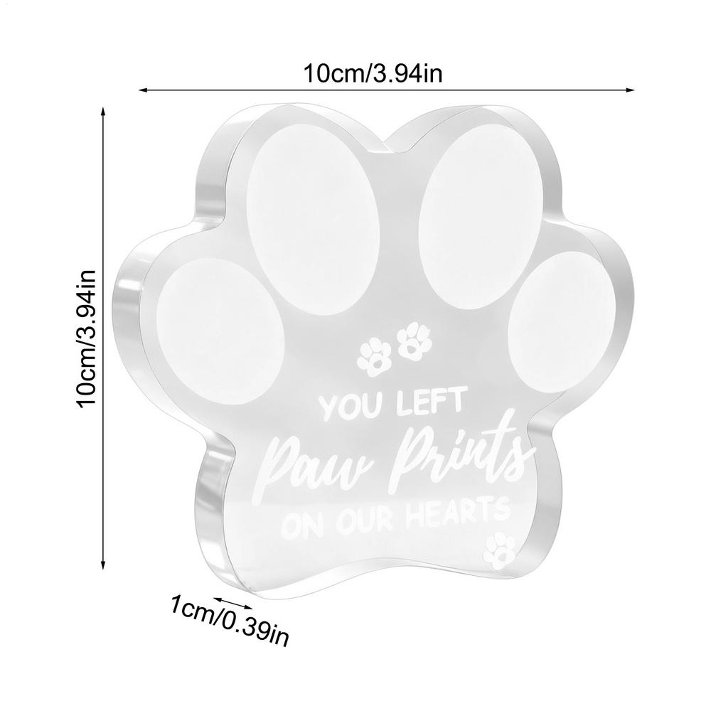 

Sympathy Crystal Gift Paw Print Shape Acrylic Display Decor Pet Memorial Ornament For Family Friends Puppy Kitten Cat Home
