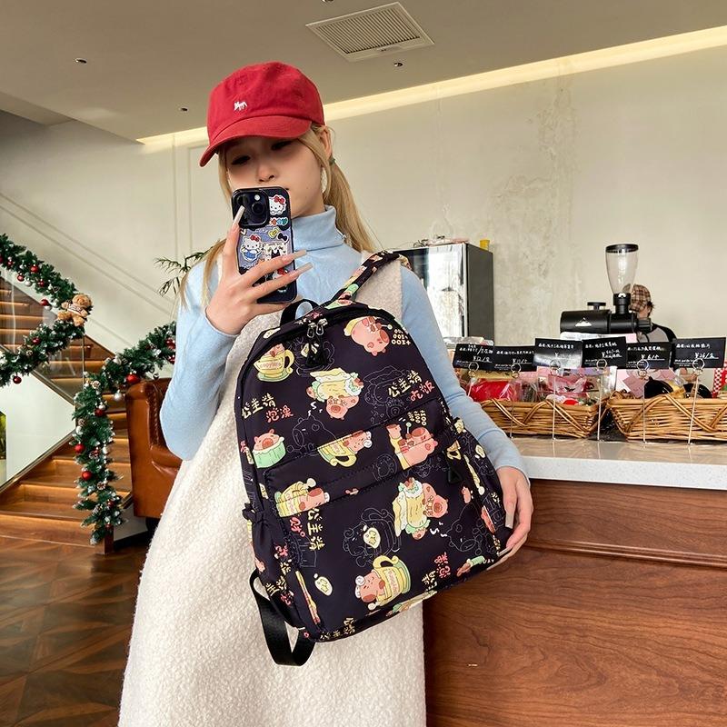 New travel high-value small backpack cute graffiti girl play backpack