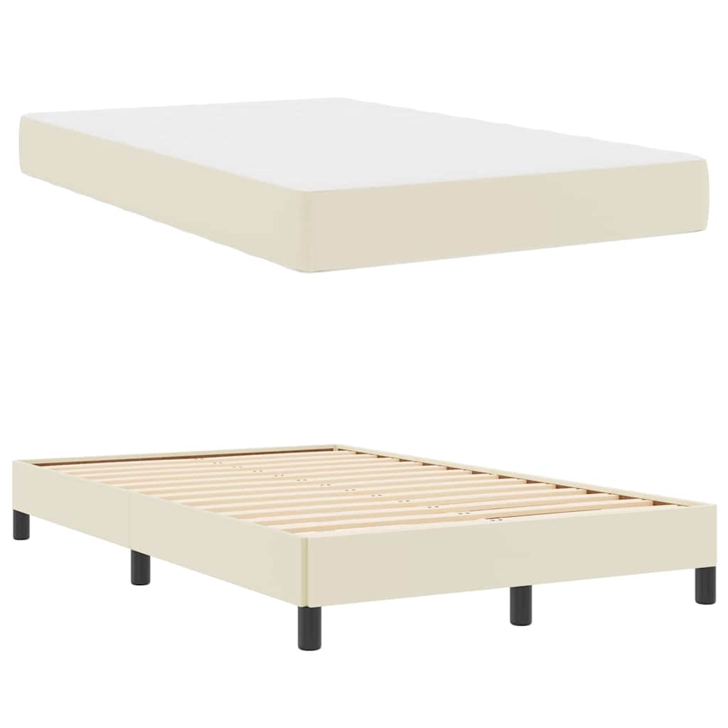 Bed Frame with Mattress Cream 120 x 200 cm Fabric