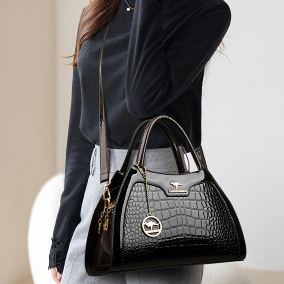 Luxury Patent Leather Handbags for Women Designer Crocodile Pattern Women's Shoulder Crossbody Bag Hobos Ladies Messenger Bags
