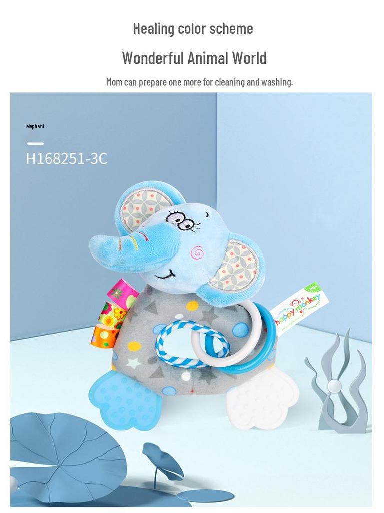 Happy Monkey Newborn Plush Teether & Hand Rattle Toy