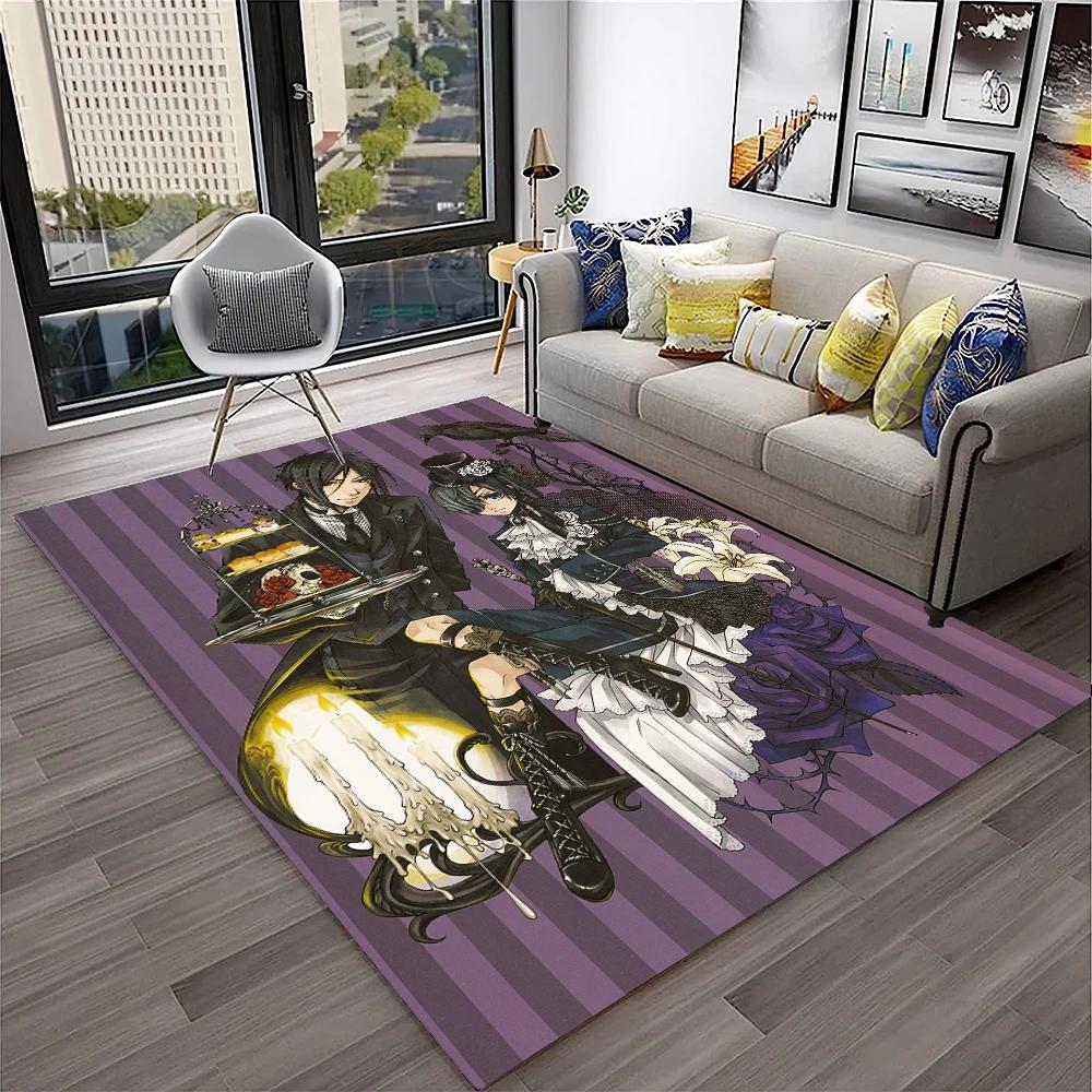 3D Anime Black Butler Cartoon Carpet Rug for Home Living Room Bedroom Sofa Doormat Decor,kids play Area Rug Non-slip Floor Mat