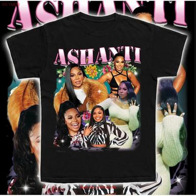 T-shirt Rapper Hip Hop Ashanti Pour Amoureux Coton Uu1193 Lavé Vintage Streetwear Mode Haut Polyvalent Pour Usage Quotidien Décontracté