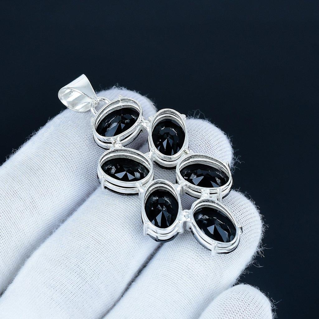 Black Spinel Gemstone Pendant 925 Sterling Silver- Handmade Design, Everyday Wear Jewelry, Unique Black Spinel Pendant Women Gift For Love