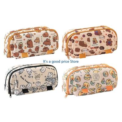 Lovely Capybara Pen Bag School Pencil Organizers Large Capacity Pencil Case For Erasers Markers Scissors Storage