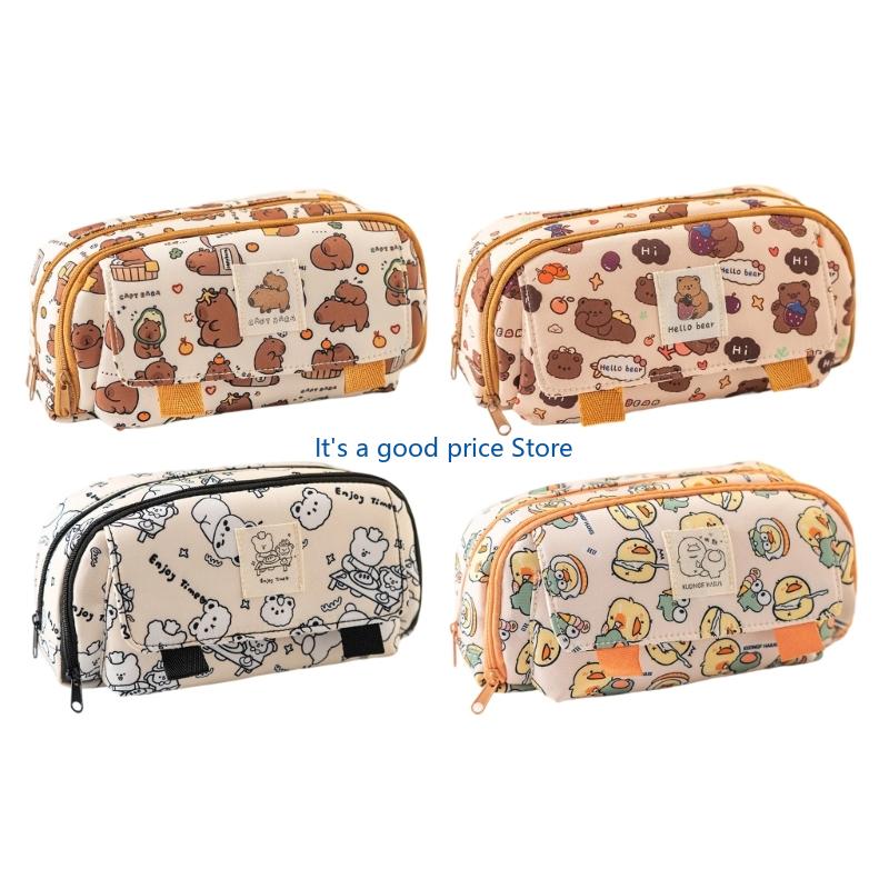 Lovely Capybara Pen Bag School Pencil Organizers Large Capacity Pencil Case For Erasers Markers Scissors Storage