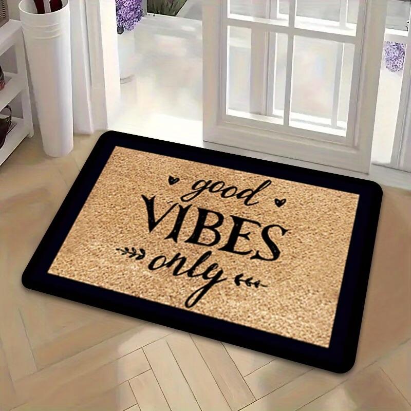 Minimalist Welcome Mat with "Only Good Vibes" Printed on It, Featuring a 1.19cm Sponge Thickness and a Weight of 600 Grams Per Square Meter. This