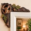 Forest Theme Room Accents Chipmunk Tree Hollow Door Topper, Decorative Wood Frame Sign, Whimsical Doorway Sculpture Woodland Animal Wall Art for Home