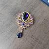 Retro Crystal Big Water Drop Pendant Brooch, Rhinestone Corsage Pin, Clothing Accessories Jewelry Women