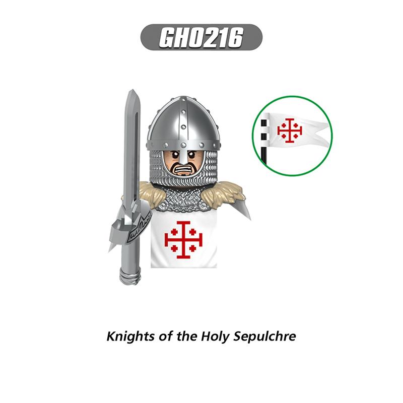 Medieval Military Castle Knights Templar Order Rome Figures Set Soldiers War Horse Army Weapons Shield Sword Helmet Bricks Toys