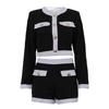 Slim Contrast Coat Shorts Set Women's Single Breasted Long Sleeve Tops High Waist Short Pants 2026 New Lady Elegant Suit