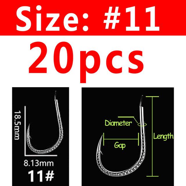 Bimoo 20PCS/Bag Extra Strong Shank Forged Carp Hook High Carbon Steel Rig Fishing Hooks