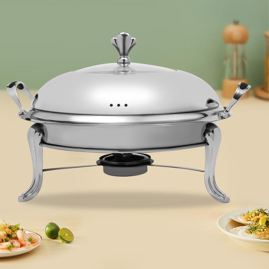 Round Chafing Dish - Stainless Steel Buffet Chafer with 2.5L Capacity - Includes Fuel Holder for Catering and Buffet Warmers