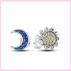 New 925 Silver Chameleon Unicorn Cute Stud Earrings Zircon Blue Eyes Flower Small Earrings For Women Girls Lovely Jewelry Gift