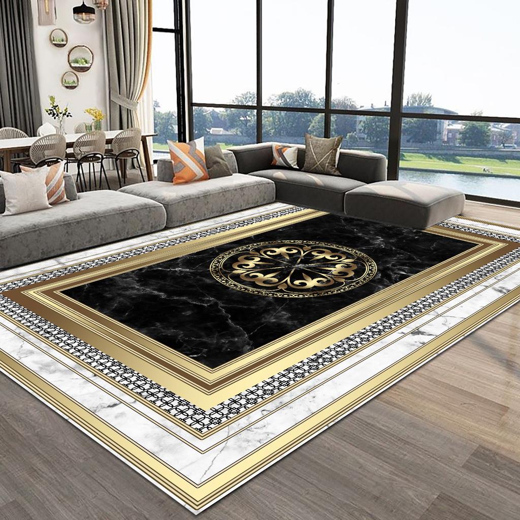 Europe Style Carpet for Living Room Abstract Sofa Table Side Area Rug Luxury Geometric Bedroom Decoration Rug Non Slip Floor Mat