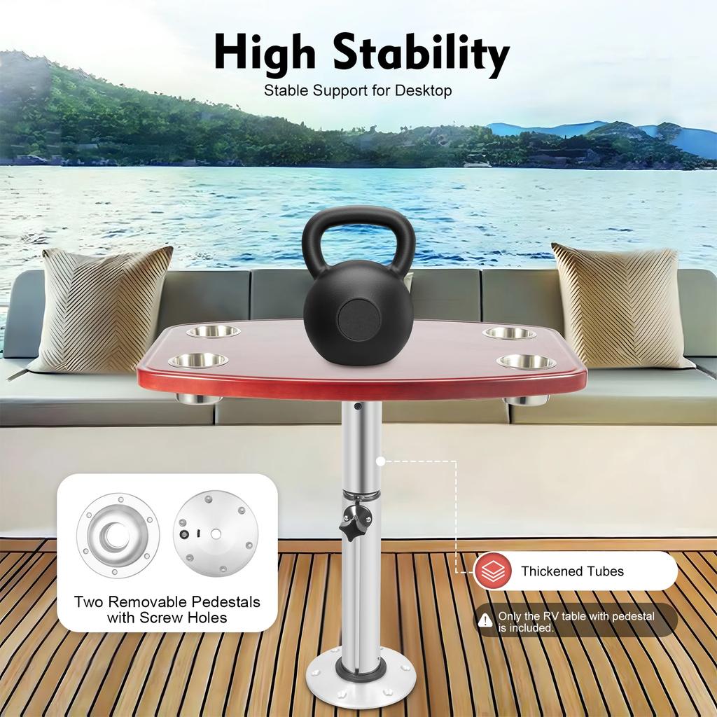 Wohnmobil Boot Marine Wohnwagen Boot Tisch Höhe Verstellbar Tischfuß 22-28" mit 4 Becherhaltern Rechteckig Wohnwagen für Wohnmobil Marine Boot