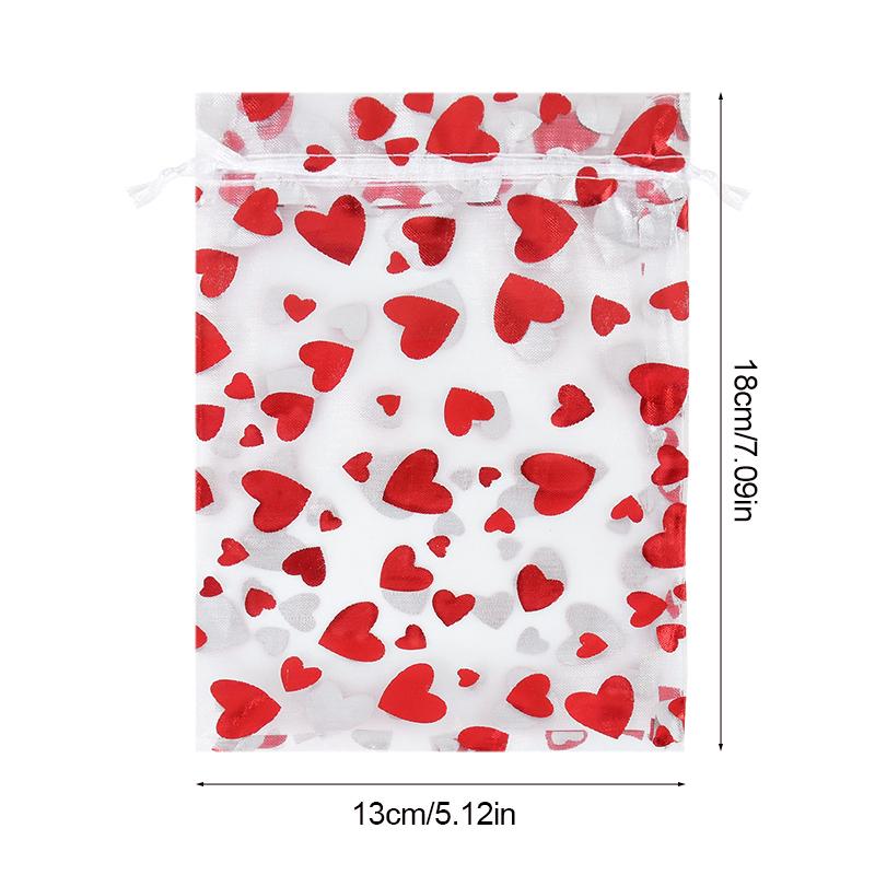 100 Pezzi Sacchetti in Organza a Forma di Cuore Rosso Matrimonio San Valentino Regalo Sacchetto con Coulisse per Caramelle Sacchetti Esposizione Gioielli Decorazione Festa di Compleanno