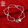 Nice 925 Sterling Silver Full Heart Bracelet Beautiful Sweet Jewelry Accessories For Men Women Engagement Wedding Party Gifts