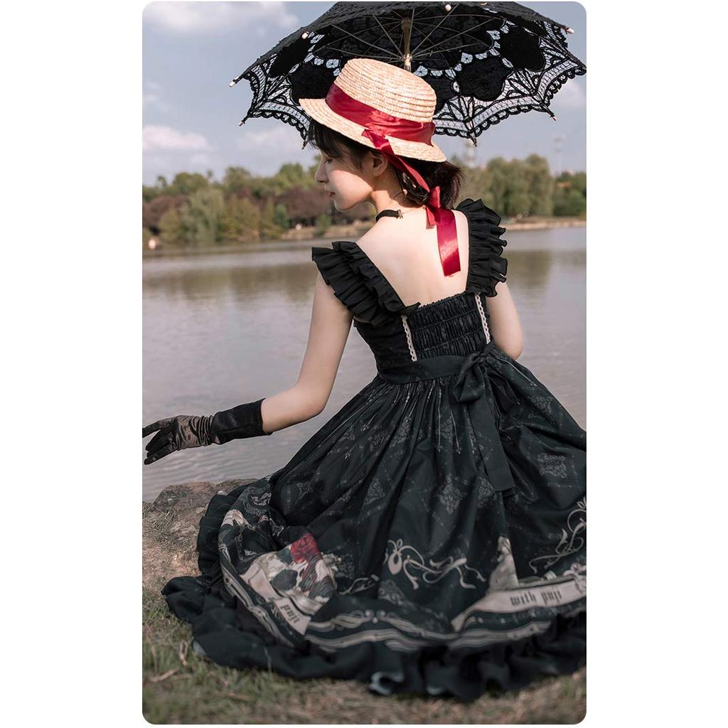 Gothique Lolita Halloween Gothique Noir Mori Girl Volants Été Thé École Culturel L [SSUPTEMBER2] Robe, Costume, Cosplay, Lolita, Style, Filles,