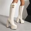 Ins Wang Fried Recommendation! Huge and Thin New Square-headed Knight Boots Women's High-heeled Boots But Knee-high 