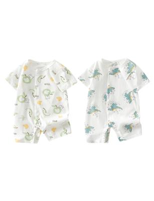 HAYAHARU Baby Short Recém-nascido Meninos e Presente de Bebê Macacão, Manga, Verão, Frente Aberta, Body, Macacão, Roupa Íntima, Meninas, 100% Algodão, Malha, Fresco,
