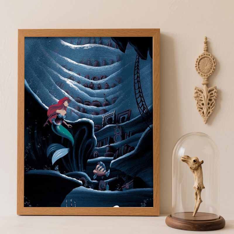 Disney Diamond Painting Kit Ariel Diamond Painting 5D Diamond Art Home Decor Creative Handmade Gift Round 20x30cm