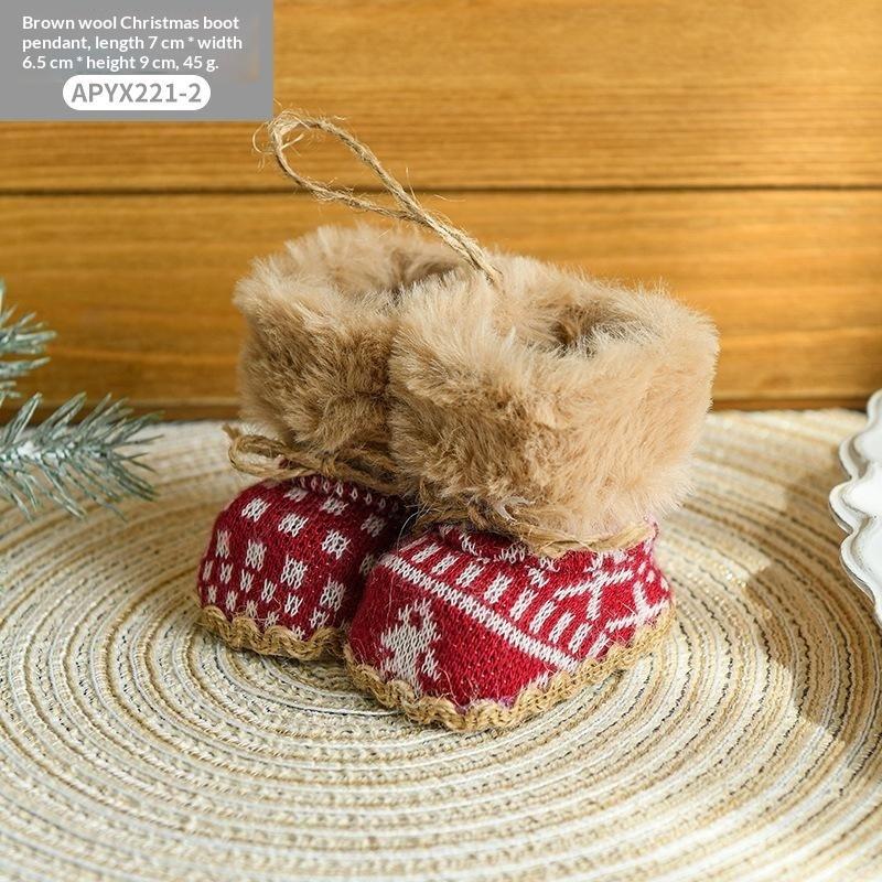 New Christmas Creative Small Ornament Red Fabric Christmas Boot Decoration Christmas Tree Ornament