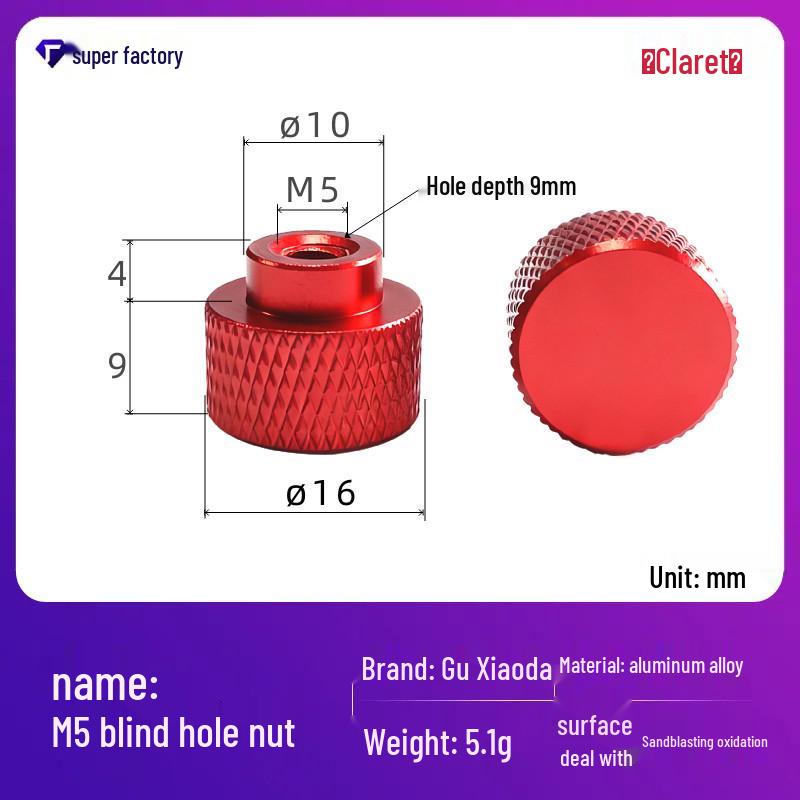 Aluminum Alloy Extended Handle Knurled Adjustment Nut Cap M4/M5