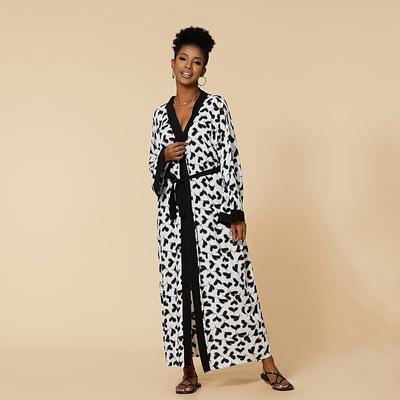 Casual Zabra Striped Long Kimono Bathing Suit Cover-ups Summer Clothing Women Tunic Beach Wear Swim Suit Cover Up
