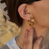  Stainless Steel Metal Flower Stud Earrings Rust Proof 18K Gold PVD Plated Prevent Allergy Trendy Attractive Jewelry Accesso